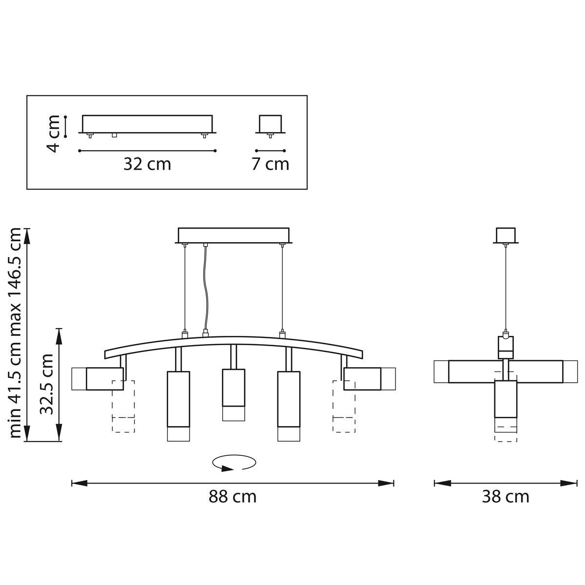 фото подвесная люстра lightstar rullo (571735+214436-3+214486-2+202431-5) lr7353638621 | 220svet.ru