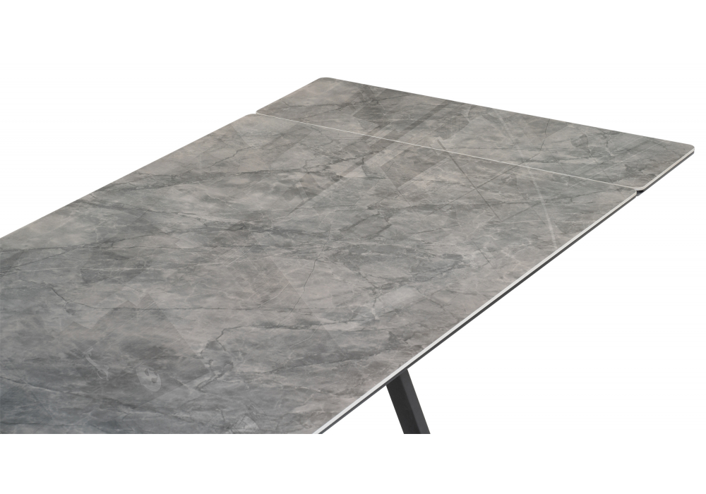 фото керамический стол раскладной 160(220)х89 woodville вилсон серый мрамор baolai / черный 612185 | 220svet.ru