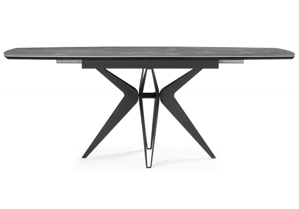 фото керамический стол раскладной 140(180)х80 woodville риполь larka grey / черный 620176 | 220svet.ru