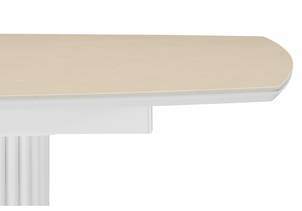 фото керамический стол раскладной woodville фестер 160(200)х90 okara light yellow / белый 664931 | 220svet.ru