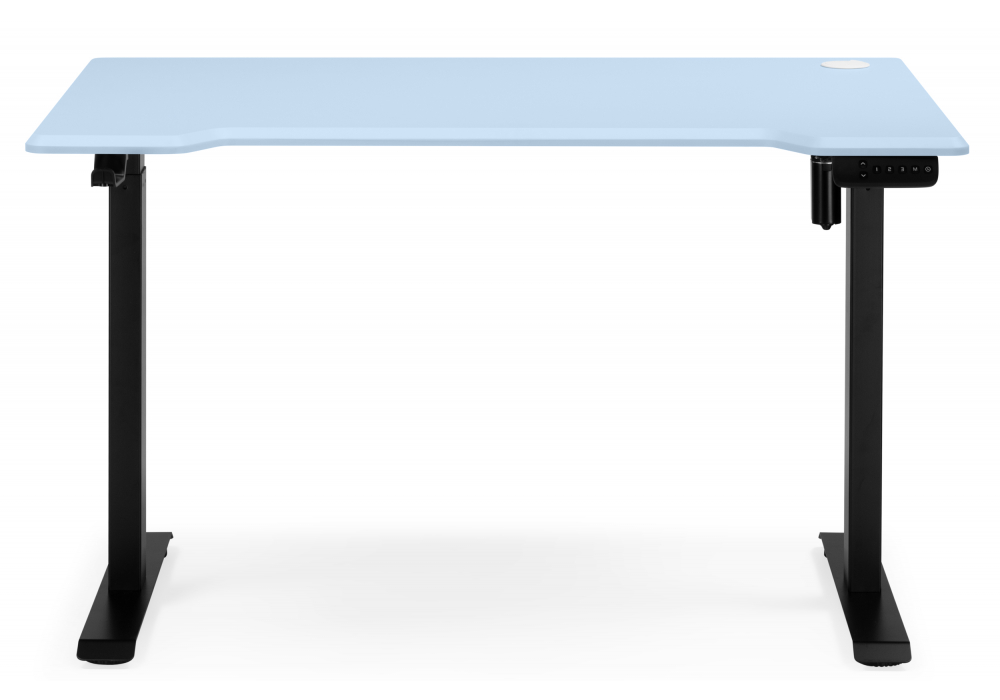 фото компьютерный стол регулируемый woodville маркос 120х75 голубой / черный 614594 | 220svet.ru