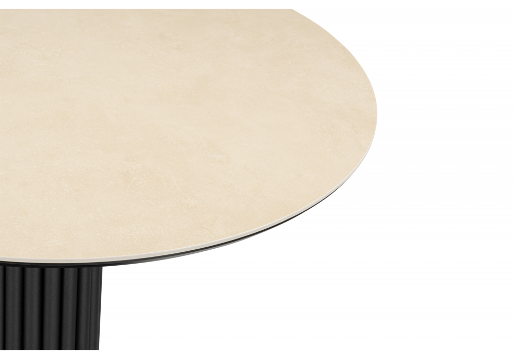 фото керамический стол woodville кэмерон 90 okara light yellow / черный 664917 | 220svet.ru