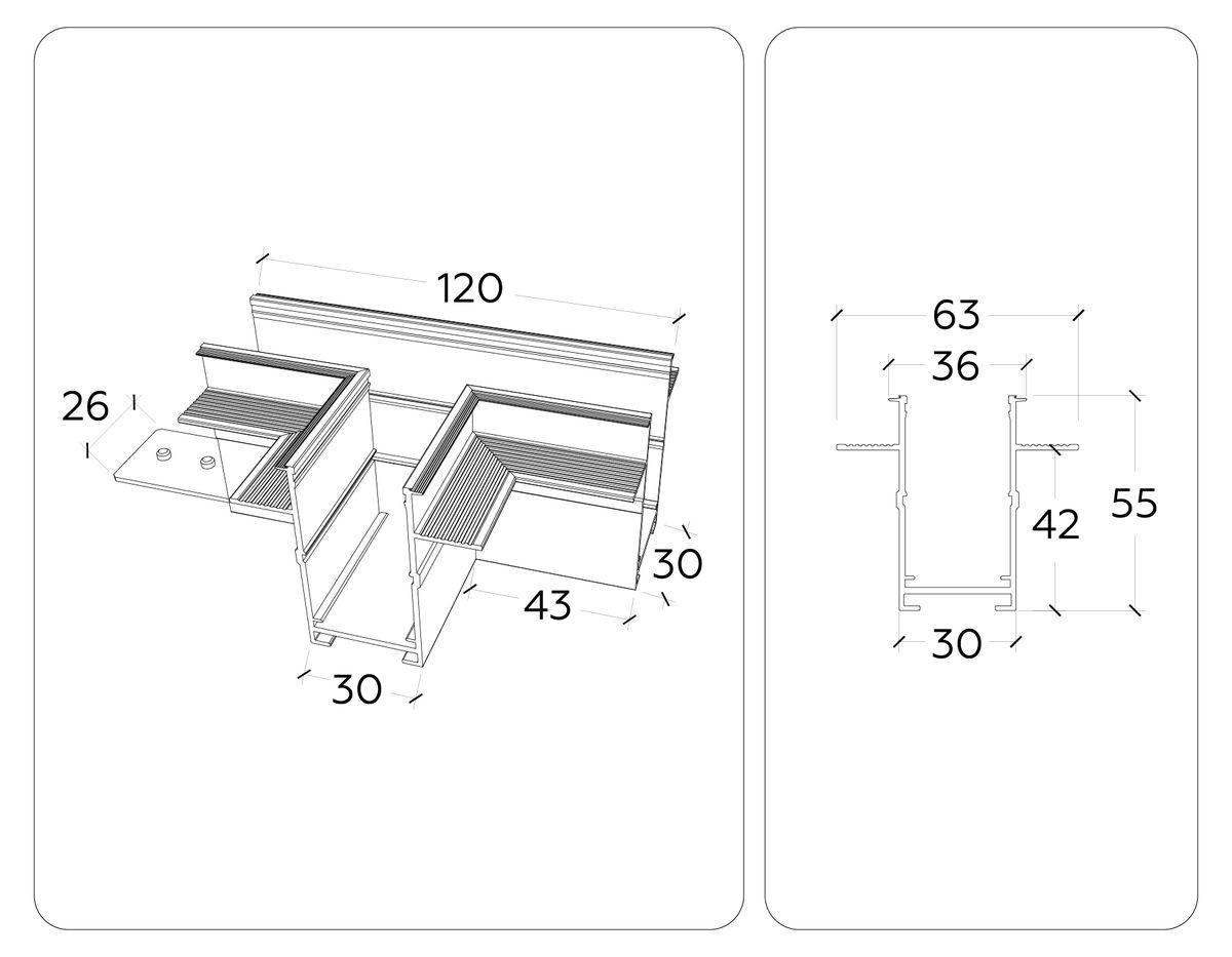 фото коннектор t-образный встраиваемый ambrella light track system magnetic 220v gl1041 | 220svet.ru
