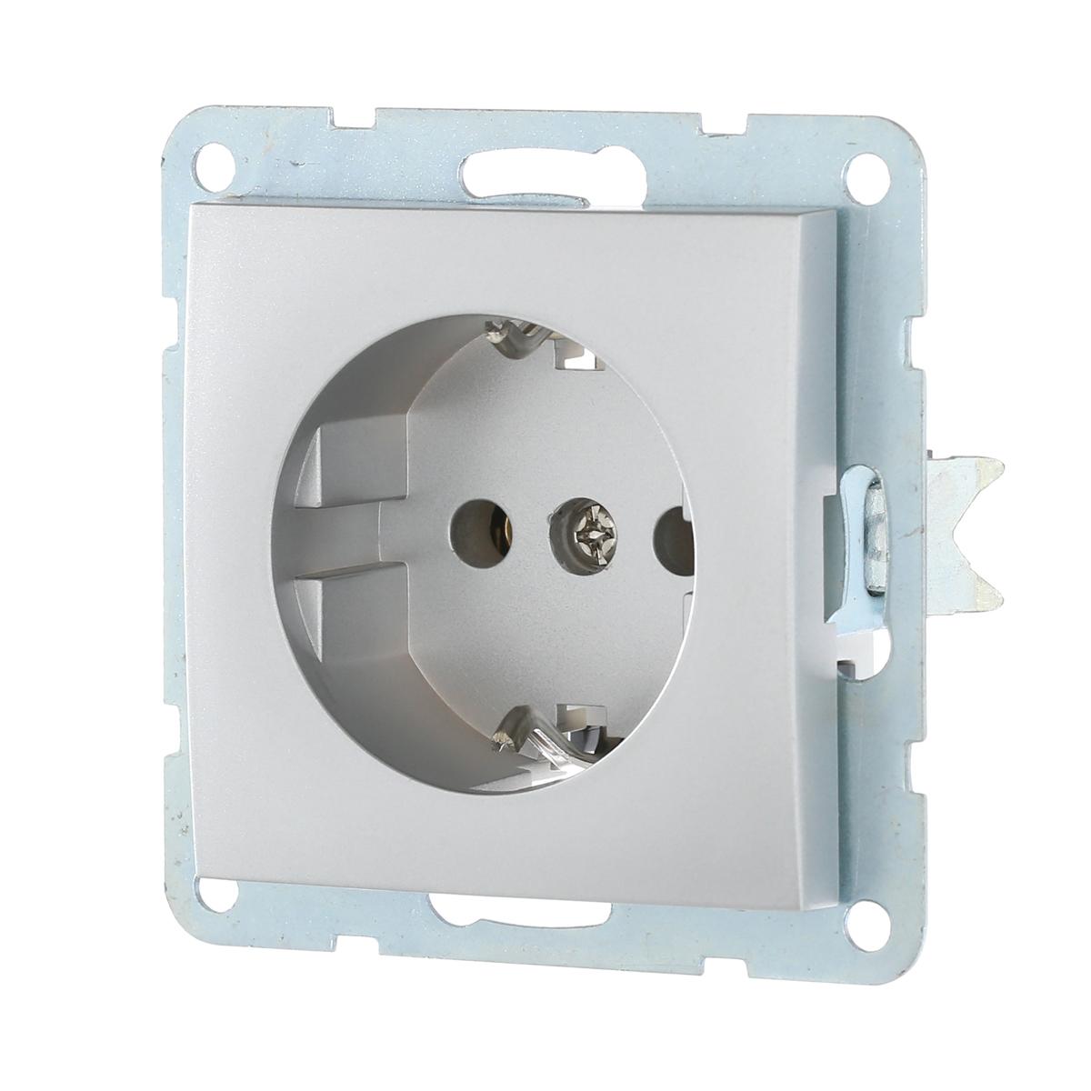 фото розетка lk studio с з/к, без шторок (серебристый металлик) lk60 863103-1 | 220svet.ru