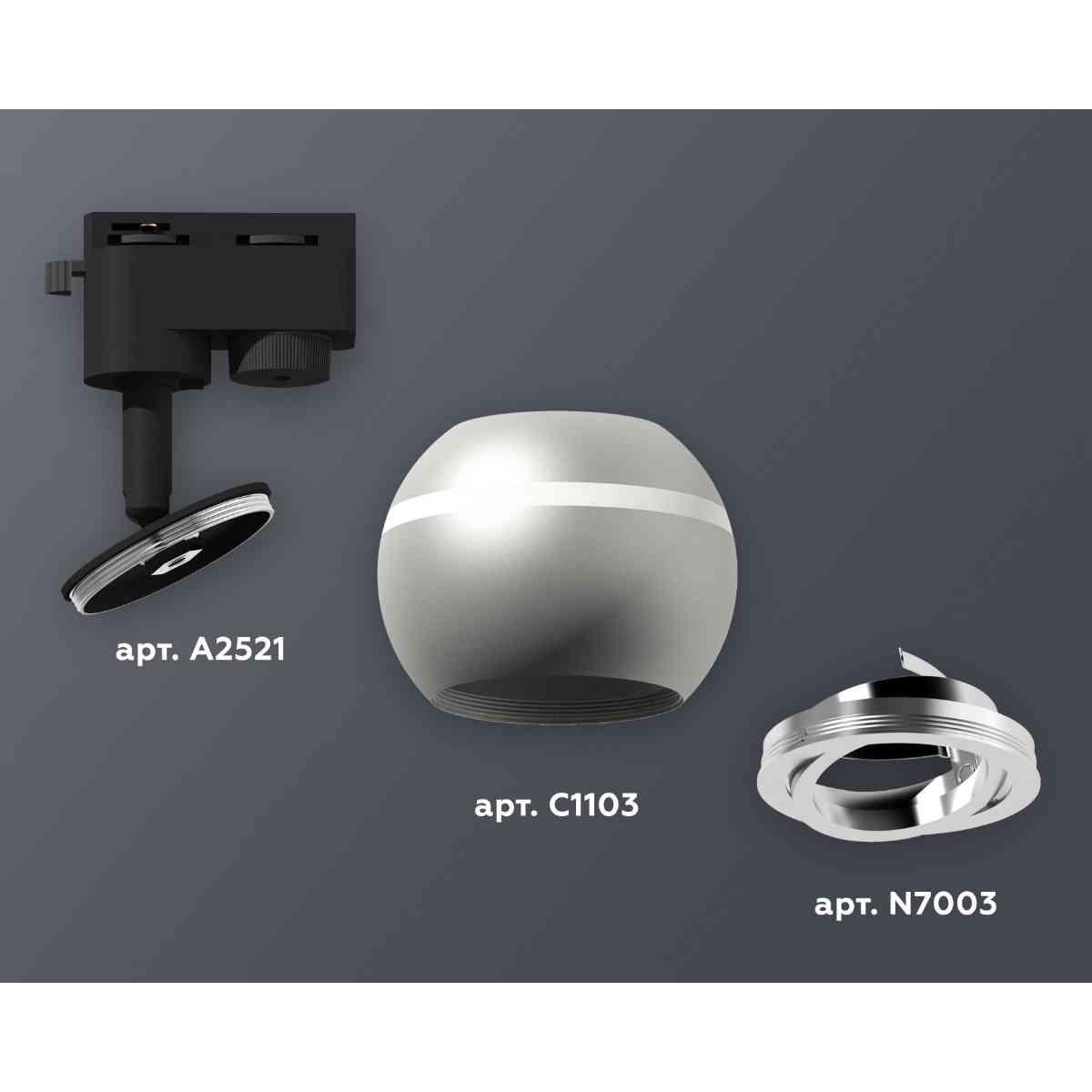 фото комплект трекового светильника ambrella light track system xt1103002 ssl/psl серебро песок/серебро полированное (a2521, c1103, n7003) | 220svet.ru