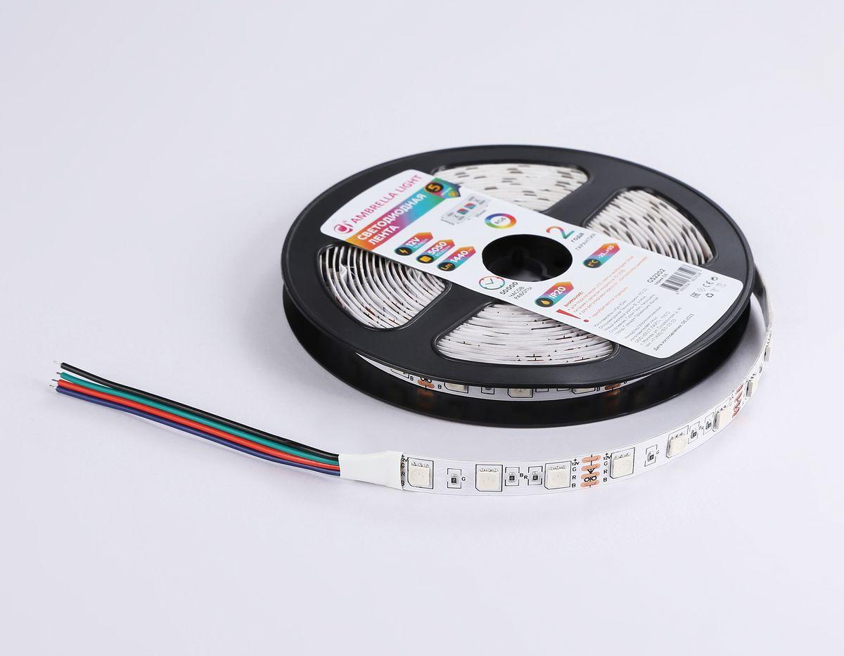 фото светодиодная лента ambrella light 14,4w/m 60led/m 5050smd rgb 5m gs2202 | 220svet.ru