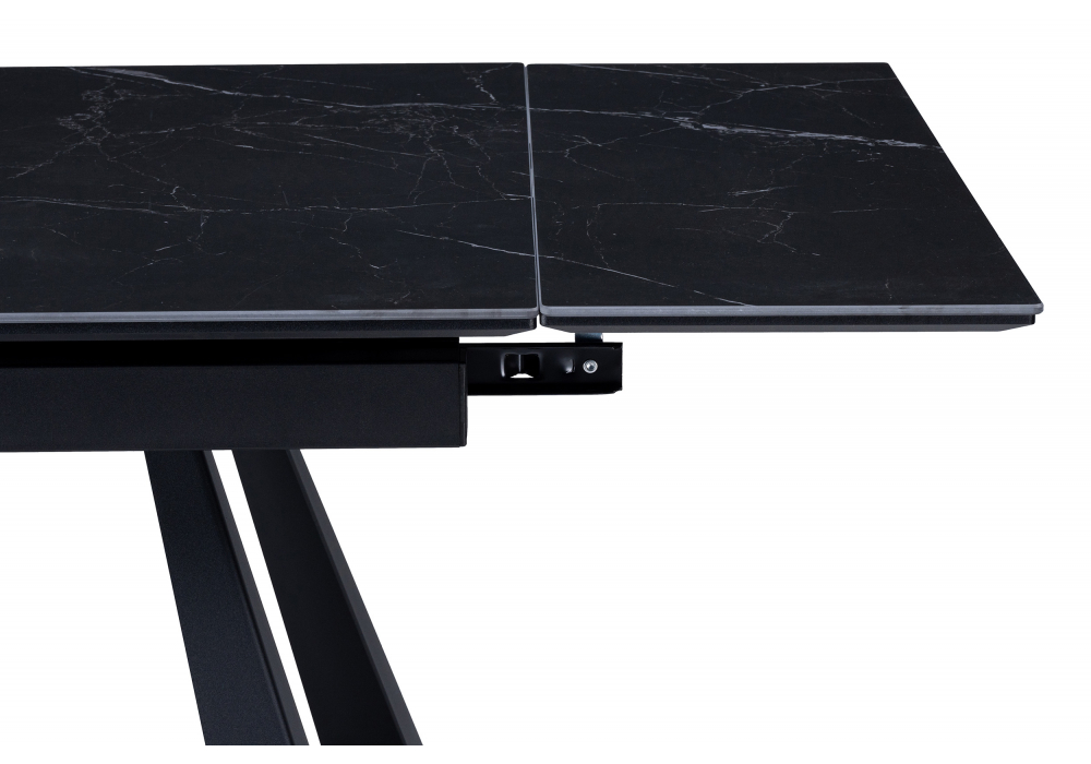 фото керамический стол раскладной woodville маунт черный мрамор 621200 | 220svet.ru