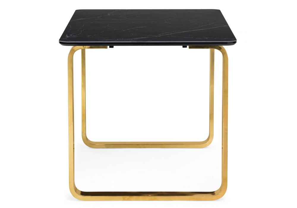 фото керамический стол woodville селена 4 160х90 черный мрамор / золото 606410 | 220svet.ru