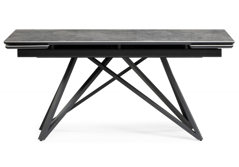 фото керамический стол раскладной 160(220)х89 woodville вилсон серый мрамор baolai / черный 612185 | 220svet.ru