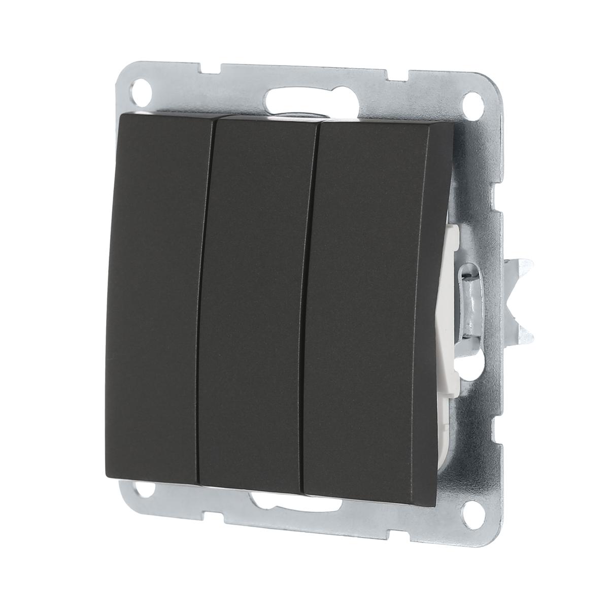 фото выключатель lk studio 3-кл.(схема 1+1+1) 16 a, 250 b (черный бархат) lk60 862108-1 | 220svet.ru