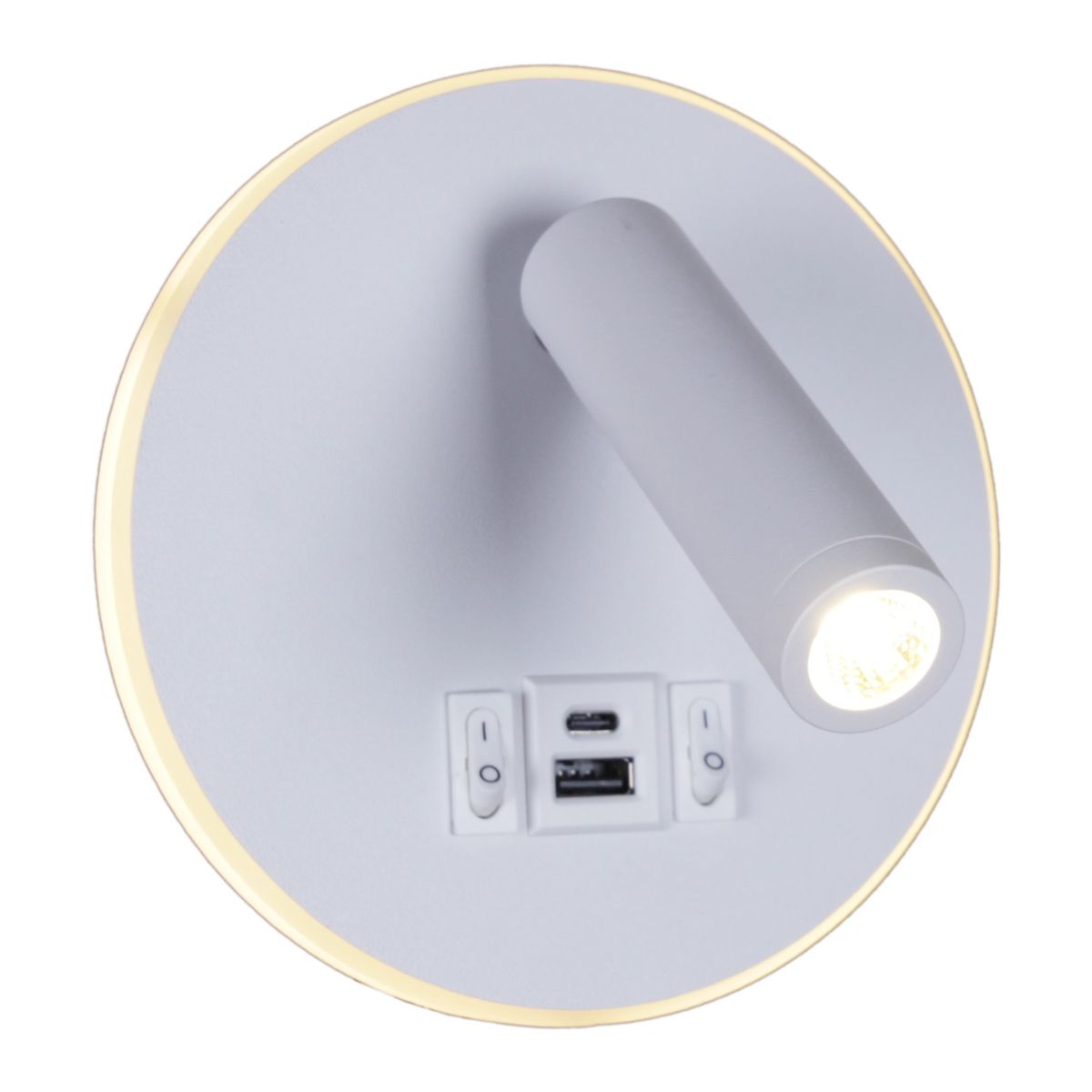фото настенный светодиодный светильник reluce 86203-9.2-001kt led12w+usb wt | 220svet.ru