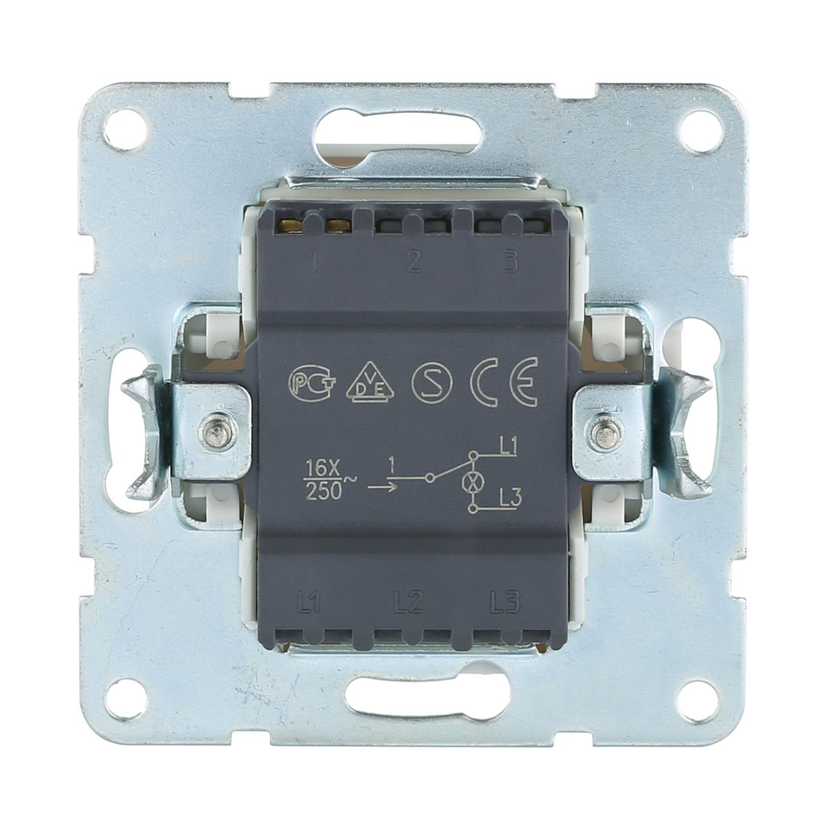 фото переключатель lk studio 1-кл., на 2 направления, c индикатором (схема 6l) 16 a, 250 b (бежевый) lk60 860401-1 | 220svet.ru